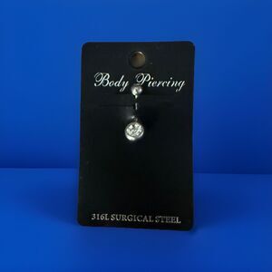 Surgical Steel 14G Round CZ Inlay Fashion Belly Button Ring